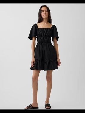Classic Black Puff-Sleeve Mini Dress